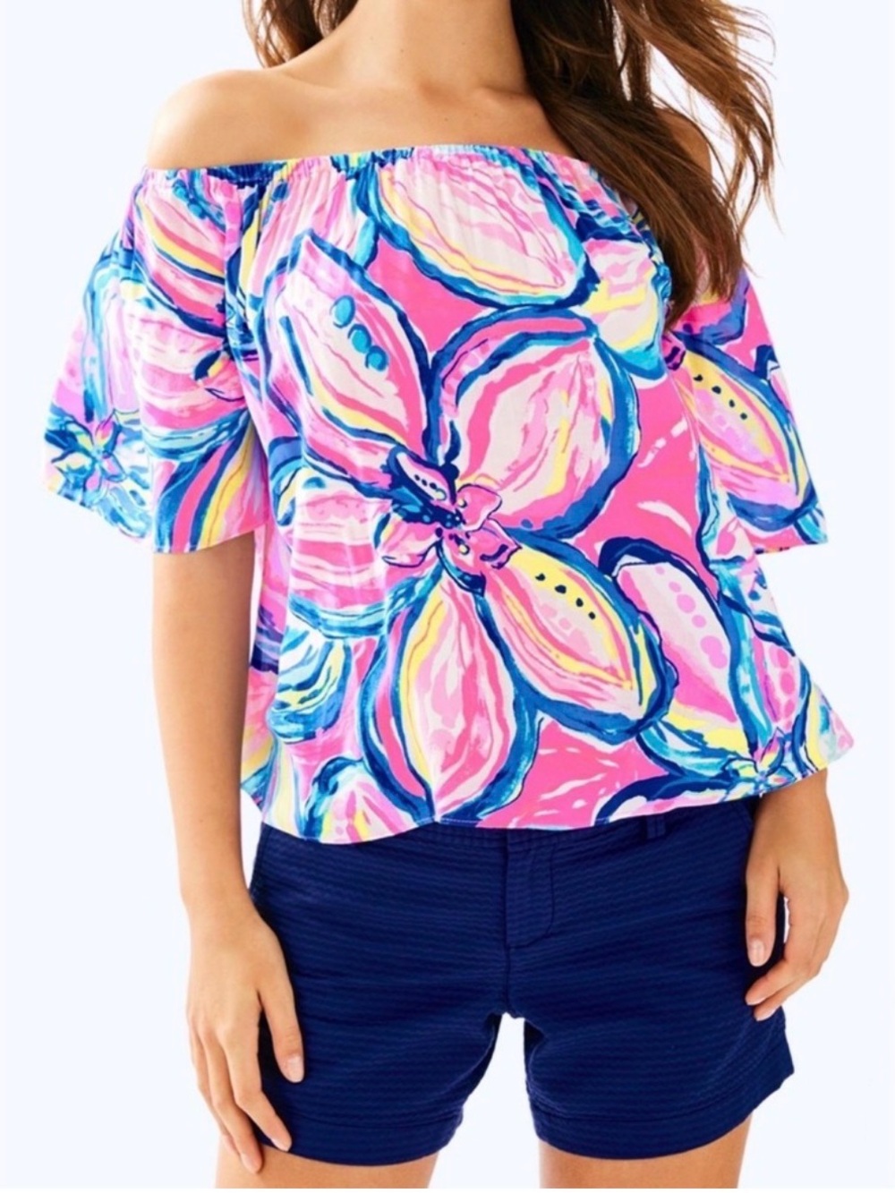 Lilly Pulitzer The Sunny Side Off-The-Shoulder Sain Top